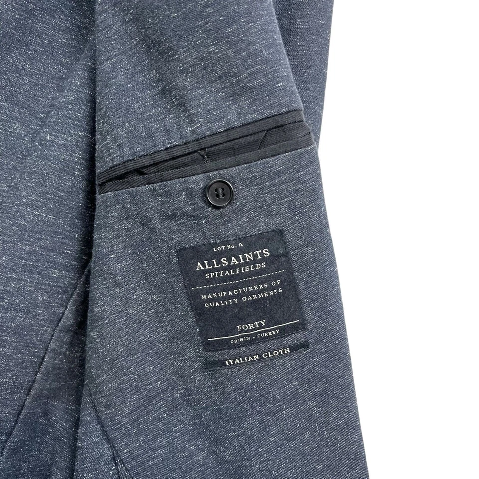 Abrigo Blazer Deportivo AllSaints Spitalfields Tela Italiana Dos Botones Gris Hombres Cuarenta Foto 3 de 4