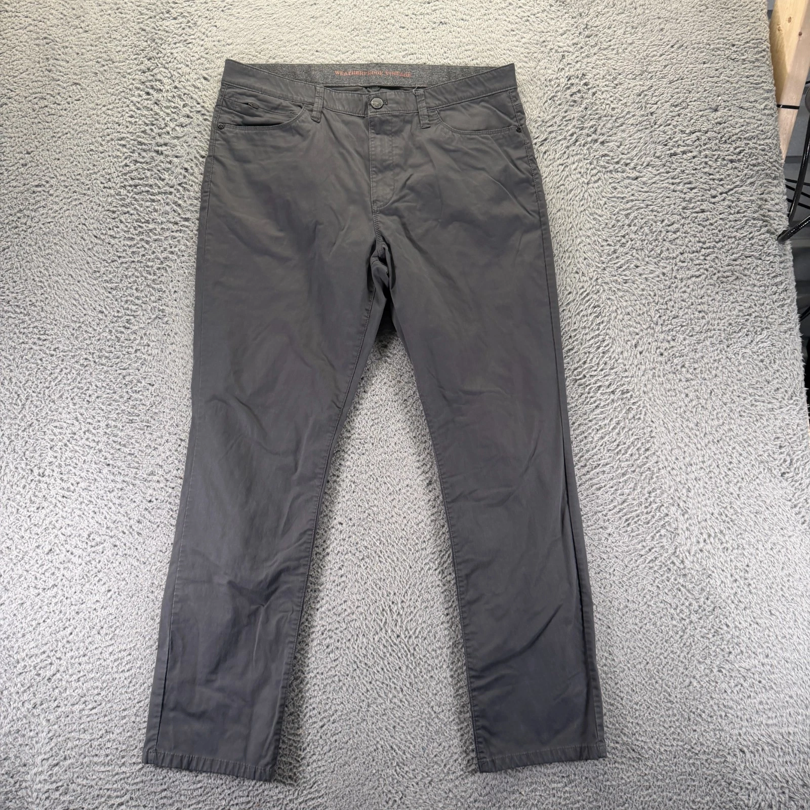 Weatherproof Vintage Pant Mens 36x30 Gray Cotton Khakis Straight Utility Stretch