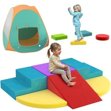 Foam Climbing Blocks with Foldable Tent,10 PCS Soft Play Set for Toddlers 1-3...