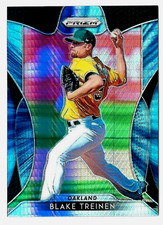 2019 Panini Prizm Blake Treinen Hyper Blue #100 Oakland Athletics Parallel Card