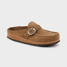 Women's Birkenstock Buckley Suede Leather Clogs - Taupe Gray EU41 Width M