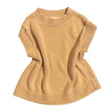 H M Knit Sweater Vest Tan Mock Neck Sleeveless Casual Size L fits like Medium 