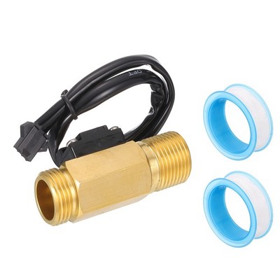 G1/2'' Hall Effect Liquid Water Flow Sensor, DC 5V Brass Tone 1-25L/min YF-B3