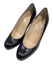 Christian Louboutin Pumps Heel Leather Black EU34.5 US4.5 Japan F/S USED