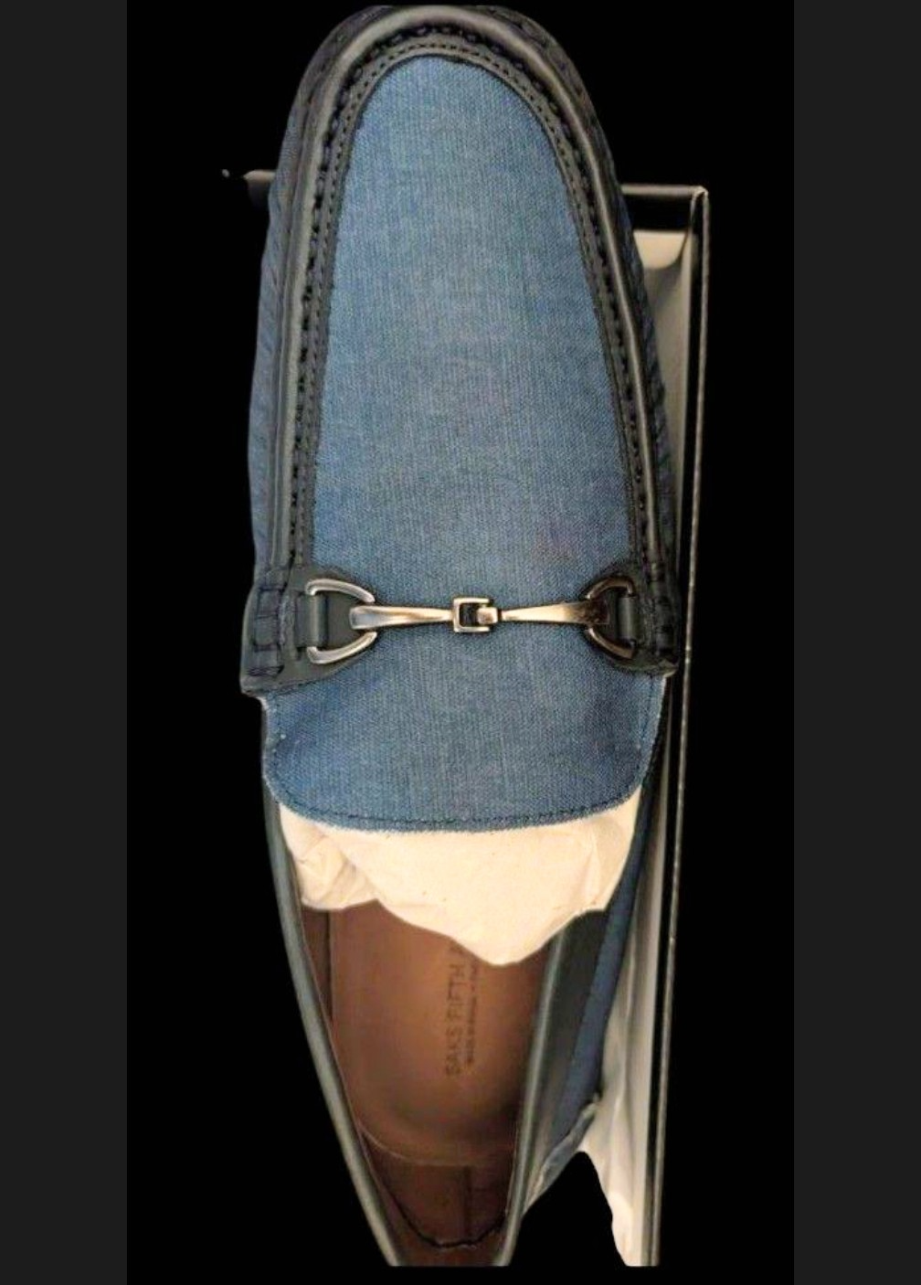 Saks Fifth Ave leather denim men's loafers 10.5