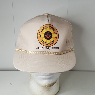 MOHR'S Kansas Keel Pit Degree Masonic Snapback Hat Cap Beige 1999 Ceremony VTG