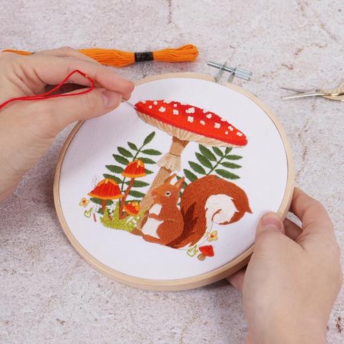 Trimits Embroidery Kit with Hoop - Toadstool Squirrel - Picture 4 of 4