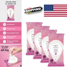 Simply Sensitive Daily Gentle Feminine Wipes 32 Count Pack of 4 for Odor Removal