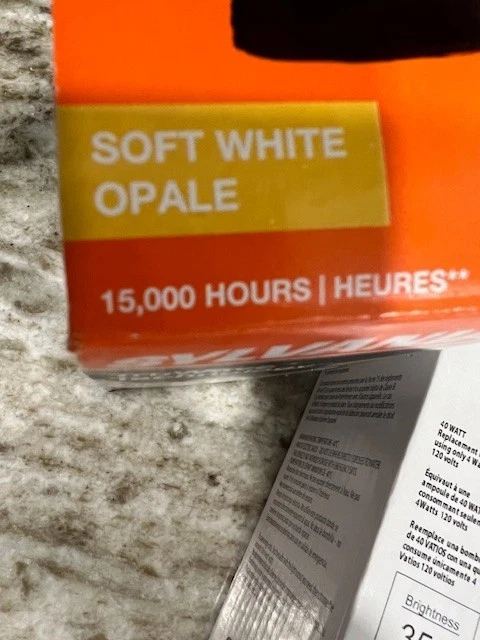 Sylvania 75W Soft White & Opale Light Bulbs Set Of 4 & One Amber LED E26 40W NEW - Image 4 of 4