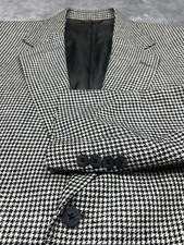 Lacrosse Blazer Mens 42S 44R Cream Black Houndstooth Matka Silk Made In USA