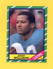 1986 Topps JIMMY WILLIAMS Detroit Lions Rookie RC Card. rookie card picture