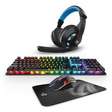 4-Piece PC Gaming Bundle with RGB Backlit Keyboard, LED Mouse, Mouse Pad, and...
