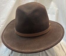 Dorfman Pacific Stockton CA Brown Fedora Hat 100 Wool Size Large WPL 5923 USA