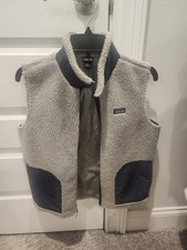 Patagonia Vest Kids XL 14 Natural Gray Retro-X Sherpa Fleece Full Zip