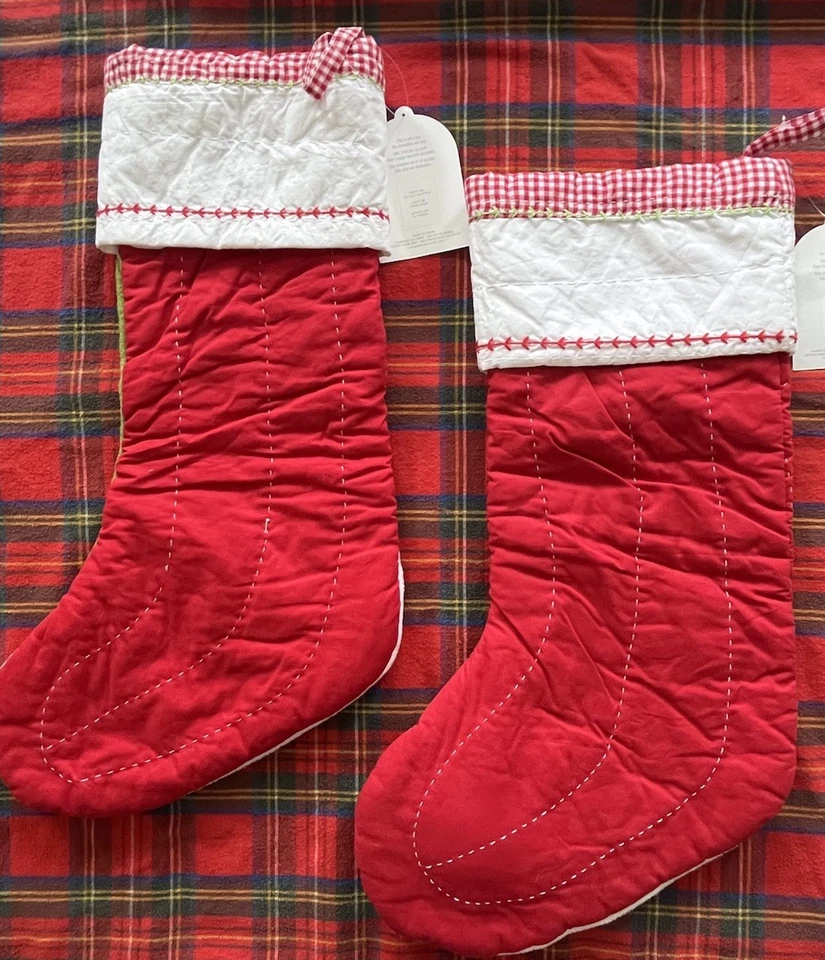 Medias de Navidad acolchadas Pottery Barn Kids, juego de 2, mamá y papá, nuevas con etiquetas Foto 4 de 4