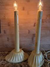 Set  2Vtg Christmas Window Single Plastic Wax Drip Candle Candolier & Bulbs Read