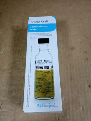 KitchenCraft Essential Glas Salat Dressing Shaker Flasche 6 Rezepte 355 ml
