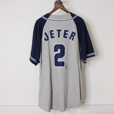 VTG World Series 2000 NY Yankees Derek Jeter MLB Baseball Jersey Shirt Sz 2XL
