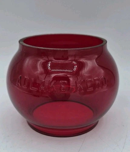 Vintage Railroad Railway Ruby Red Adlake Kero  Lantern Globe Made In USA