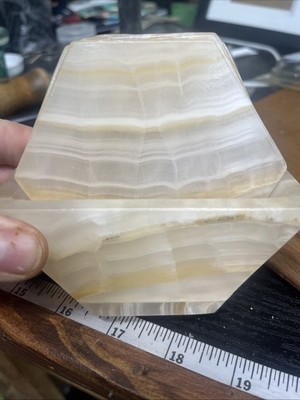 Genuine Real Onyx Hexagon Coasters, Stone Set  6 Coaster & Holder