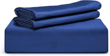Luxurious King Size Bamboo Viscose Duvet Cover Set - Navy Blue, 3 Pieces