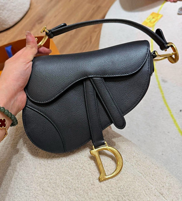 Dior Saddle Mini Shoulder Bag Black Gold Hardware Flap Detachable Strap