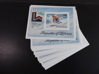 Liberia 1980 27x ungez. Block "Olympiade Lake Placid" /MNH Bl.95B ME 432