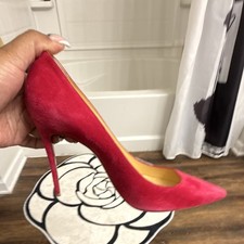 Christian Louboutin Red Suede Pointed Toe Sti...