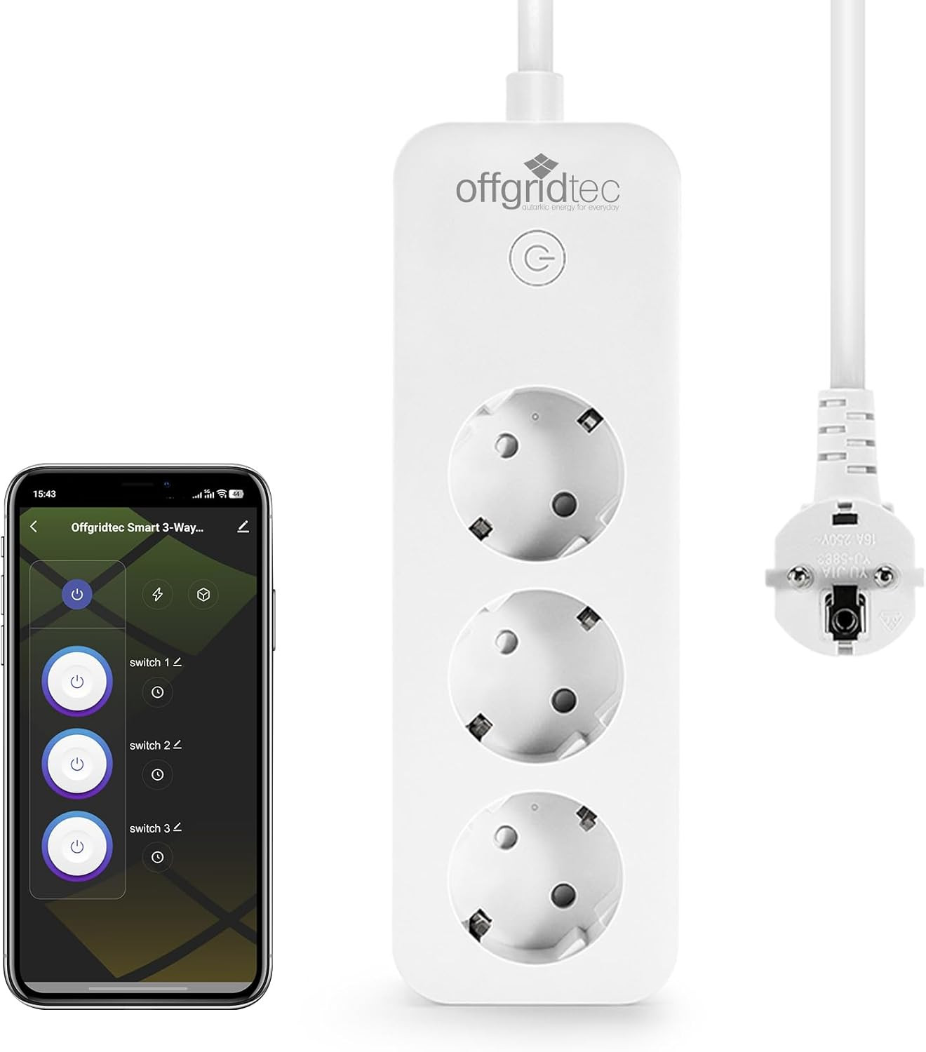 Multipresa Smart WiFi 3 Prese per Ufficio e Smart Working - Tuya