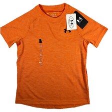 Under Armour Boy's Youth Small Tech Textured Short Sleeve Shirt Orange