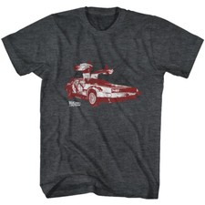 Back To The Future Movie Red Shaded DeLorean Open Doors Men's T Shirt