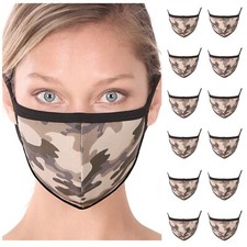 12 Pack Unisex Cotton Cloth Face Mask Reuseable Washable Camouflage