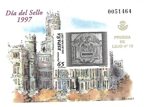 Spain: 1997; Scott 2880, S.S. luxury proof Nº 13, Stamp Day, MNH, EBES043 - Picture 2 of 2