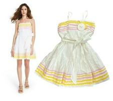 Women's Ric Rac Dress-Lisa Marie Fernandez -Various Sizes-White/Yellow/Pink-S649