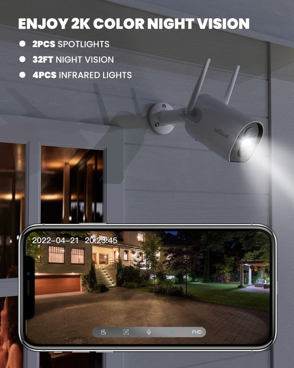 IeGeek Camera Surveillance WiFi Solaire - 2K Camera De Surveillance Wi Fi Exterieure Sans Fil 360 Ptz Camera Exterieure Vision Nocturne Solaire Sans Fil Detection Humaine Pir 87642198