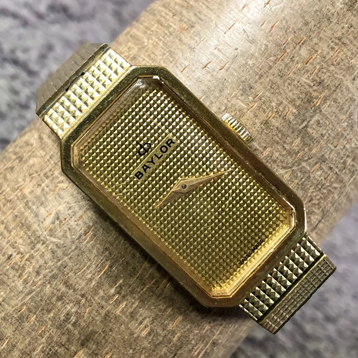 Vtg Baylor Women Fashion Swiss Made Gold Tone Mechanical 