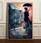 Vintage Mary Poppins Poster, Illustrated Musical Film Print, Retro Wall Decor