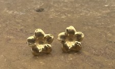 Solid 14k Yellow Gold Flower Stud Earrings