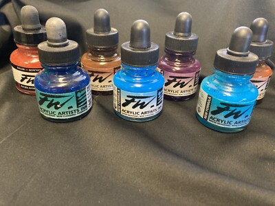 Daler-Rowney FW Acrylic Artists Ink, Lot of 7 Bottles