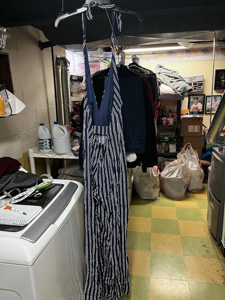 Mono halter a rayas Jack by BB Dakota All The Way Up azul blanco para mujer 4 nuevo con etiquetas Foto 2 de 4