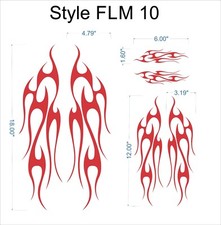 Flame Vinyl Decals Set Of 6 - 3 Sizes - 18 12 6- Select Color - Set Flm10 Flame Vinyl Decals Set Of 6 - 3 Sizes - 18 12 6- Select Color - Set Flm10