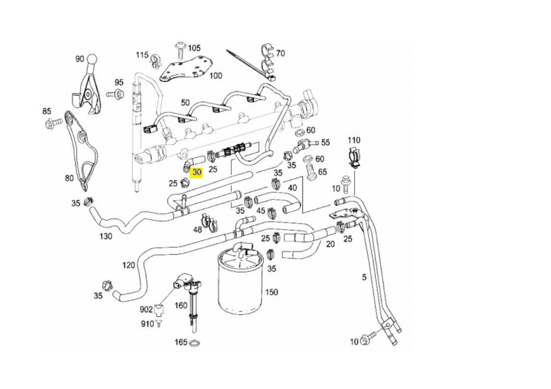 A6460782481 MERCEDES OM646 FUEL HOSE RETURN LINE TO FILTER GENUINE  