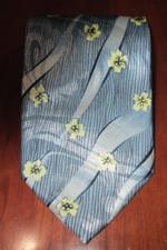 Mayvet Blue Floral Tie Mens 58L 4W Squiggle Lines Shiny 58L 4W T-3
