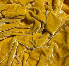 GOLDEN YELLOW Hand Dyed Silk Velvet Fabric