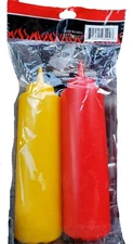 Set of Ketchup & Mustard Condiment Dispensers. Plastic. New. 