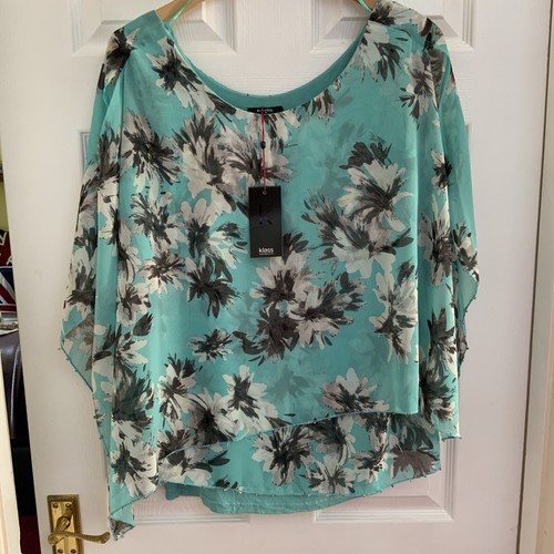 BNWT KLASS TURQUOISE MIX FLOATY TOP - M - Picture 1 of 9