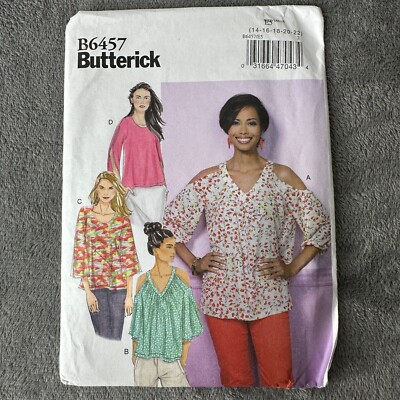 Butterick Pattern 6457 Sz 14-22 Misses Top Loose Fit Pullover 4 Styles