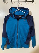 Russell Athletic Dri-Power Youth Large 10-12 Blue/Dark Blue Hooded Sweatshirt