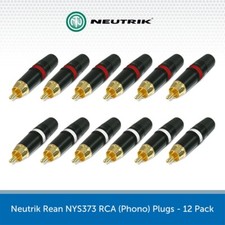12x Neutrik RCA Phono Plugs Gold Plated REAN Connectors Red/White NYS373 Cable