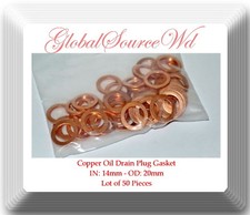 50 X Copper Oil Drain Plug Washer Gasket 14 X 20 Mm 50 X Copper Oil Drain Plug Washer Gasket 14 X 20 Mm